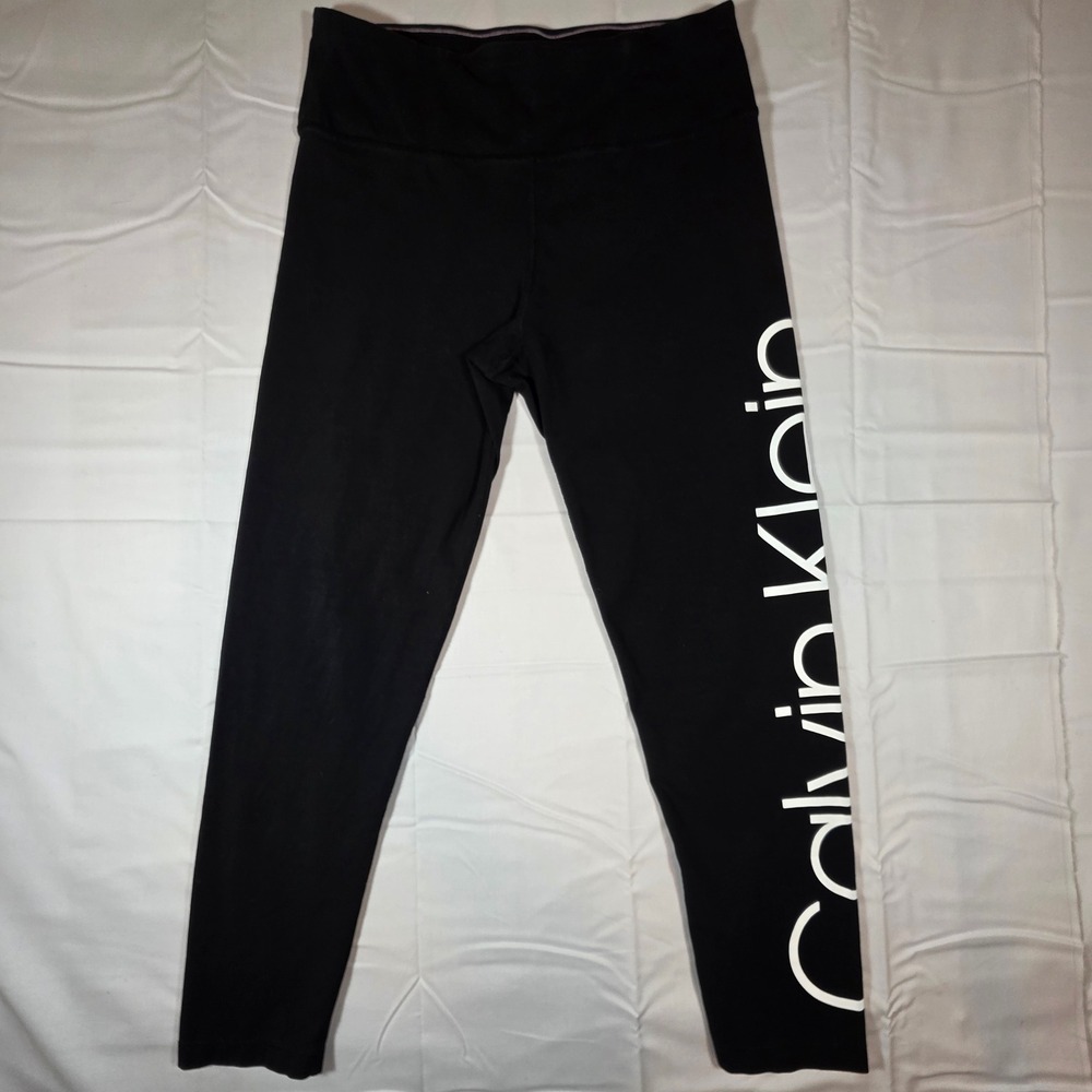 Calvin Klein Performance Womens XL Black Logo Graphic Stretch Leggings